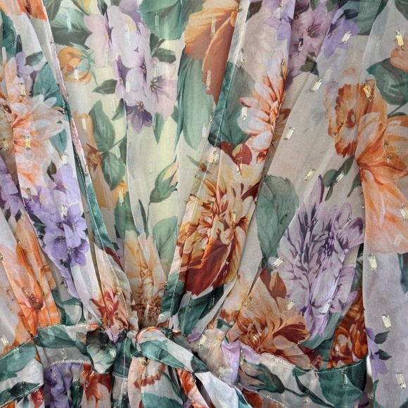 Express Sheer Purple and Orange Floral Duster - Picture 4 of 5